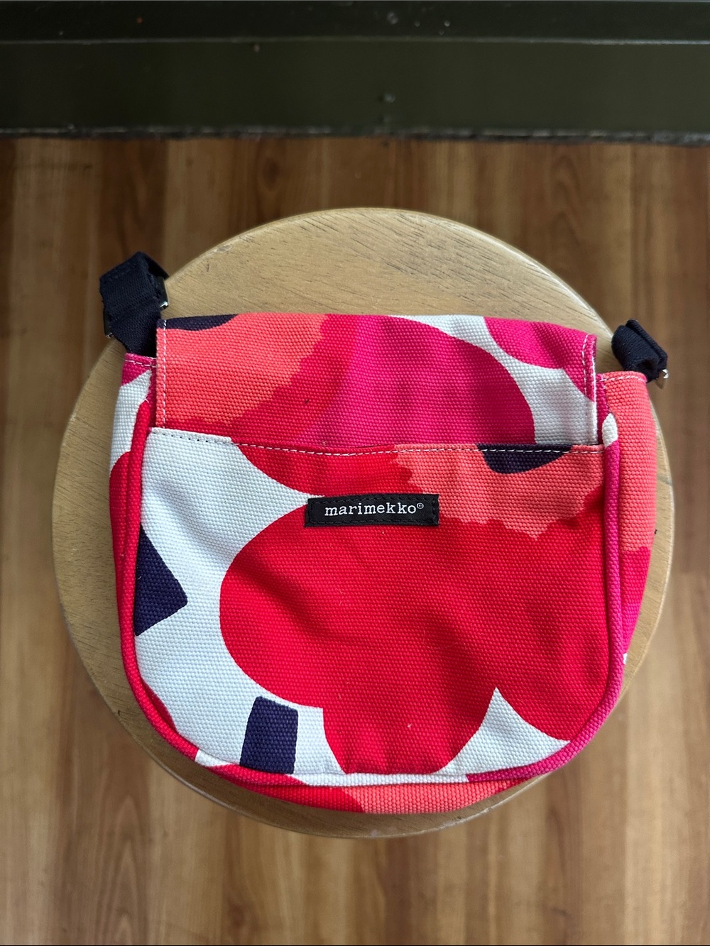 Marimekko Pink and Red Floral Canvas Crossbody